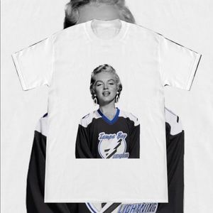 Vintage style Marilyn Monroe wearing a Tampa Bay Lightning Jersey